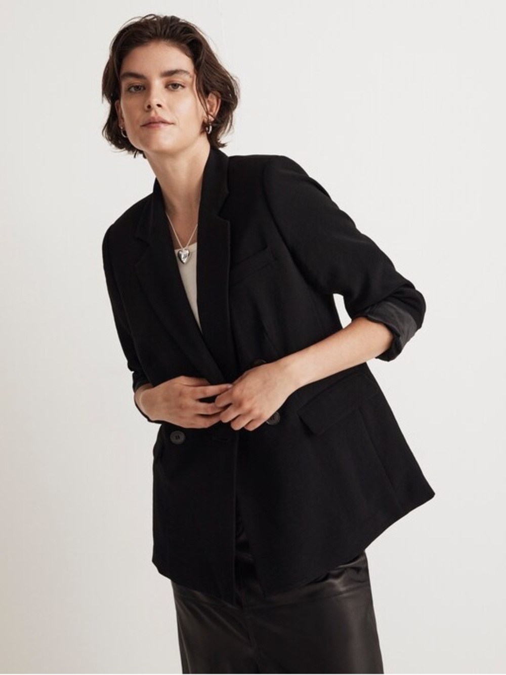 Madewell The Rosedale Blazer Crepe Black Oversized Academia Size 0